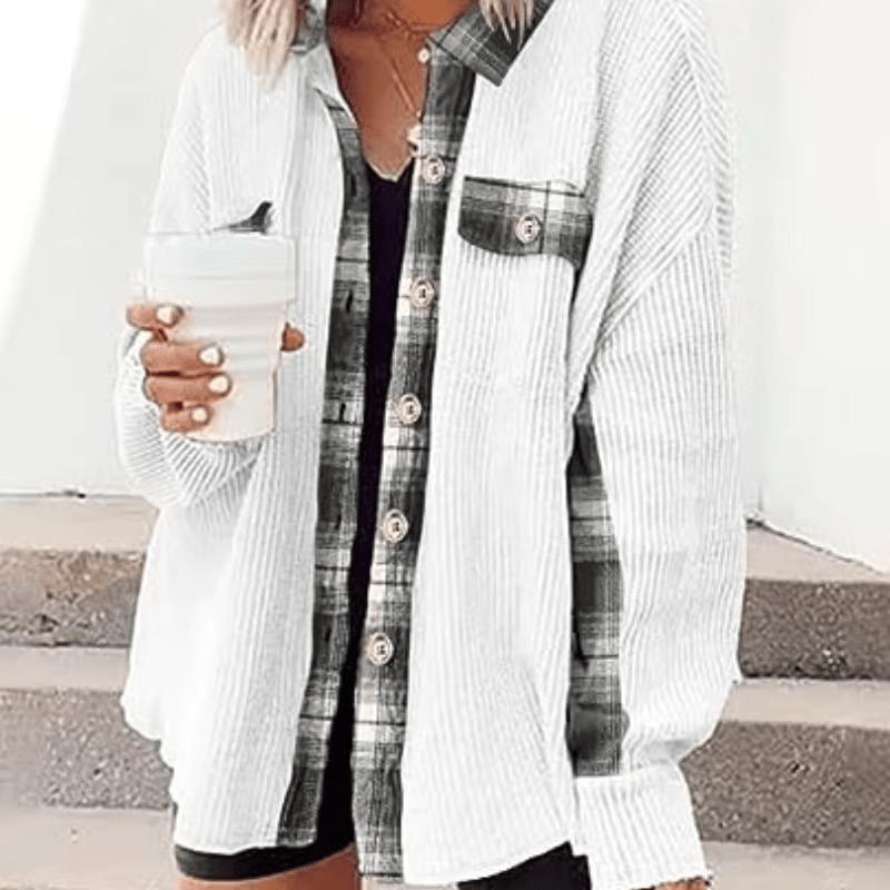 Damsel™ Plaid Waffle Patchwork Shacket