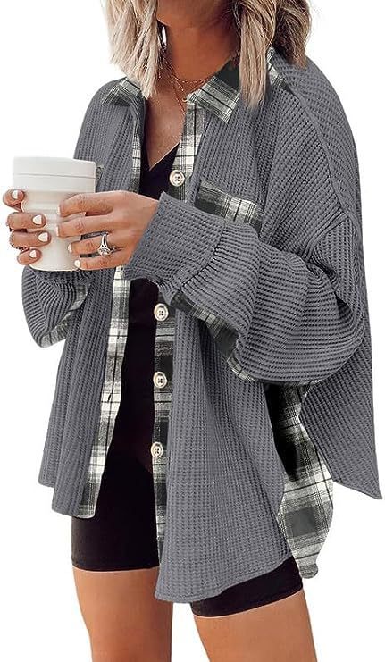 Damsel™ Plaid Waffle Patchwork Shacket