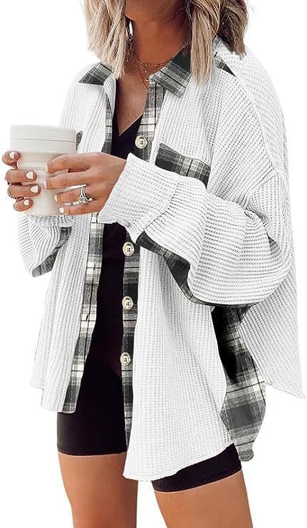 Damsel™ Plaid Waffle Patchwork Shacket