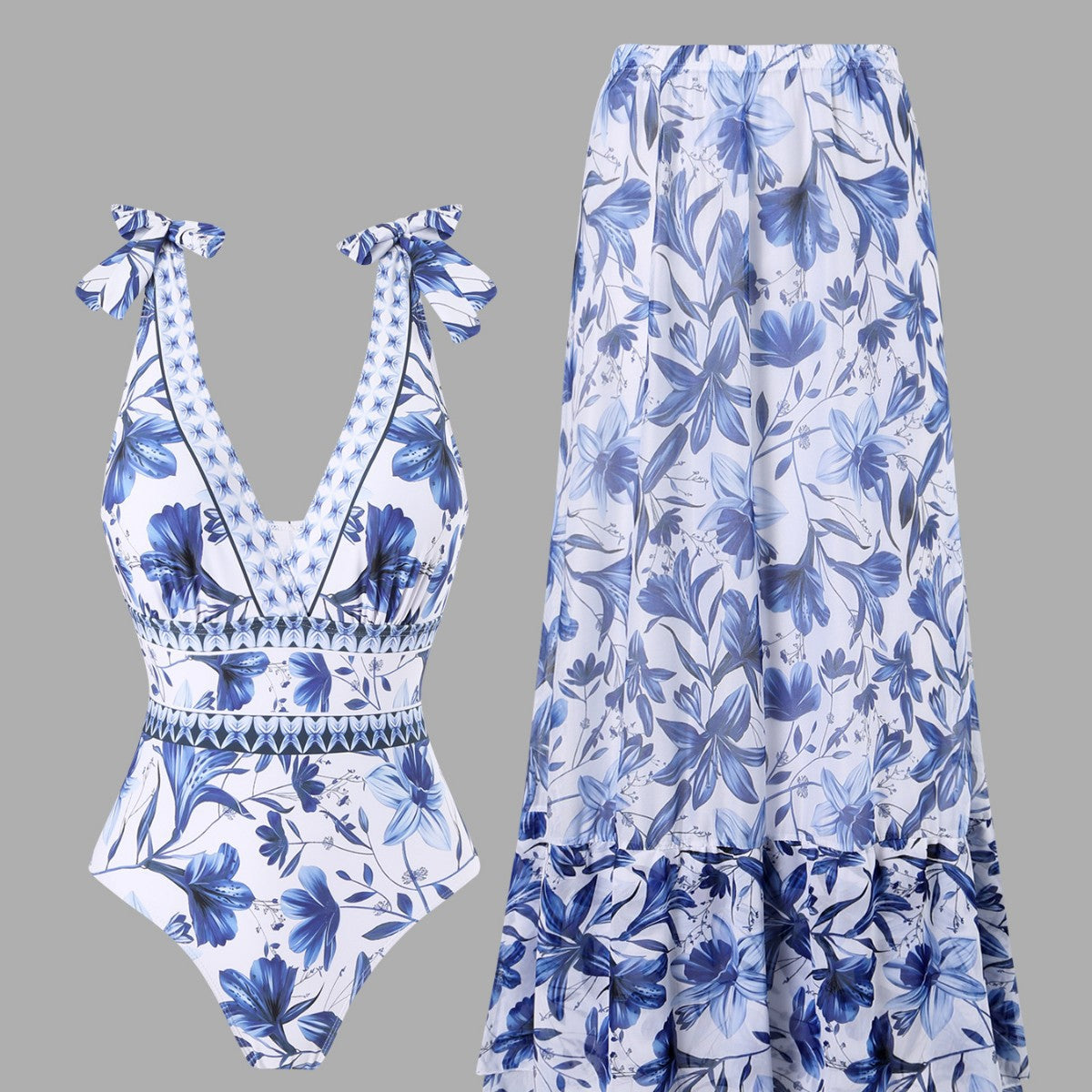 Santorini Bloom Swimsuit Set