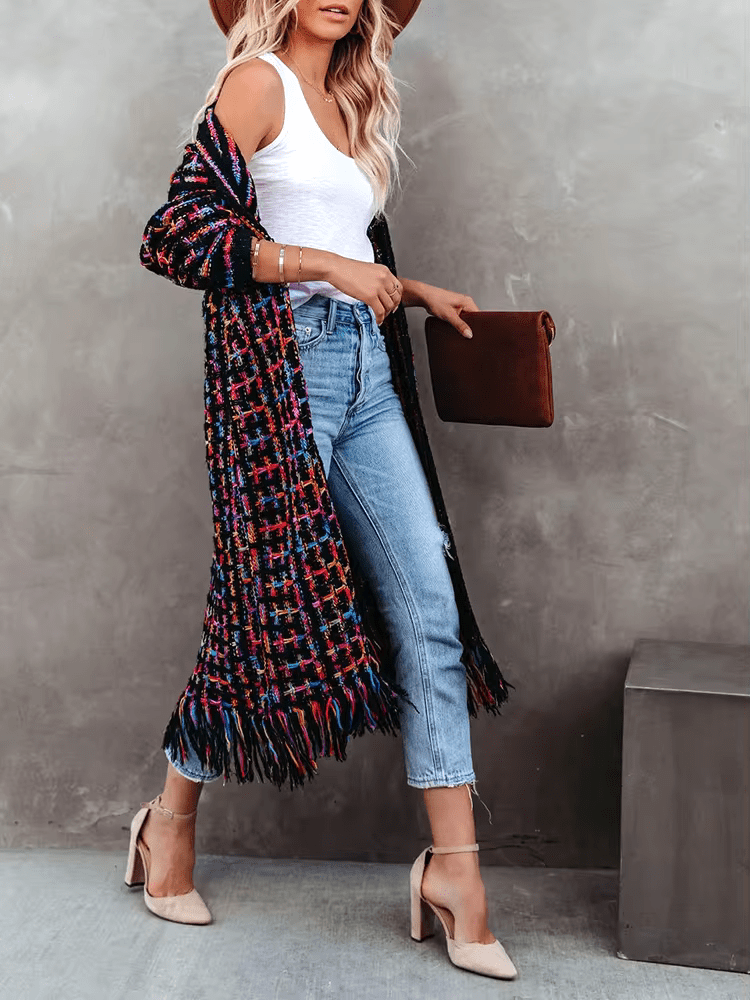 Whimsical Bloom Long Knit Duster