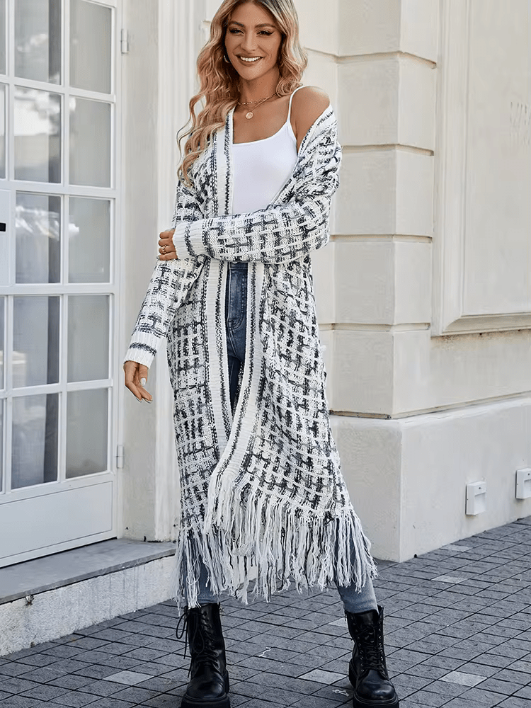 Whimsical Bloom Long Knit Duster