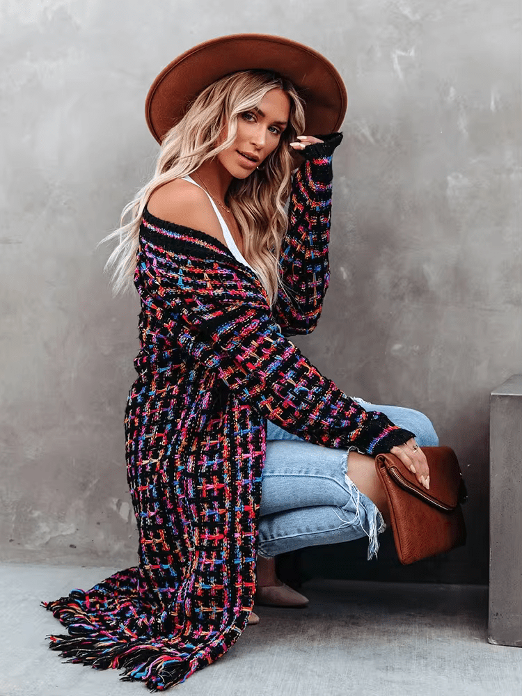 Whimsical Bloom Long Knit Duster
