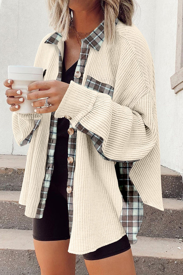 Damsel™ Plaid Waffle Patchwork Shacket