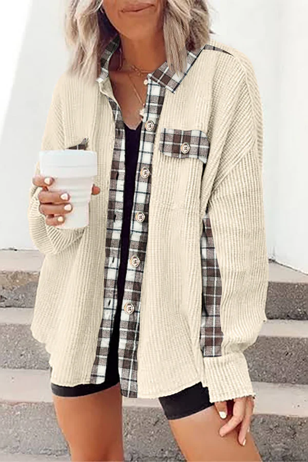 Damsel™ Plaid Waffle Patchwork Shacket