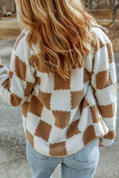 Golden Plaid Sherpa Jacket
