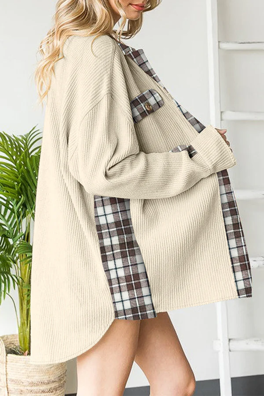Damsel™ Plaid Waffle Patchwork Shacket